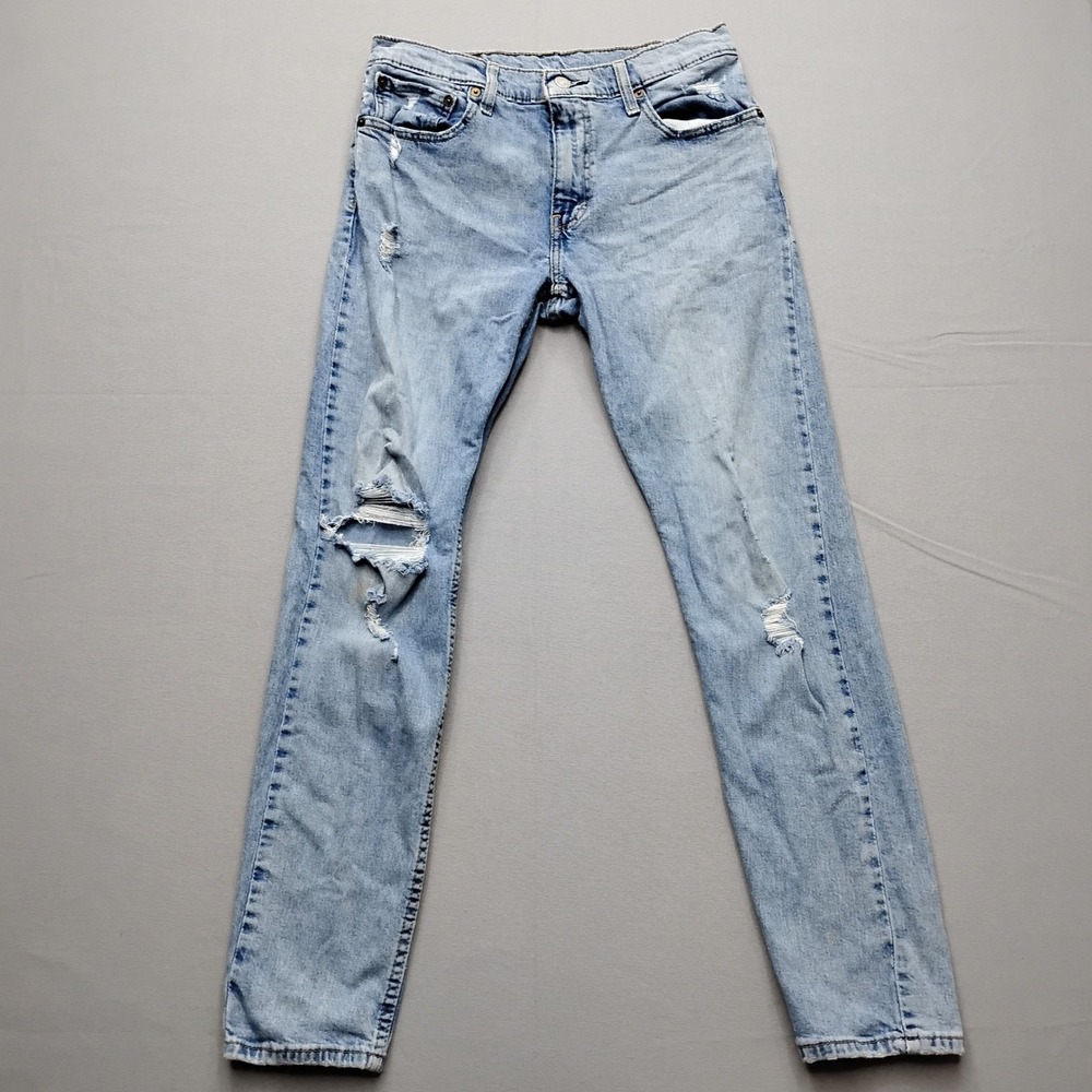 Levis 512 Slim Tapered Distressed Grunge Jeans Light Wash Mens 32x32